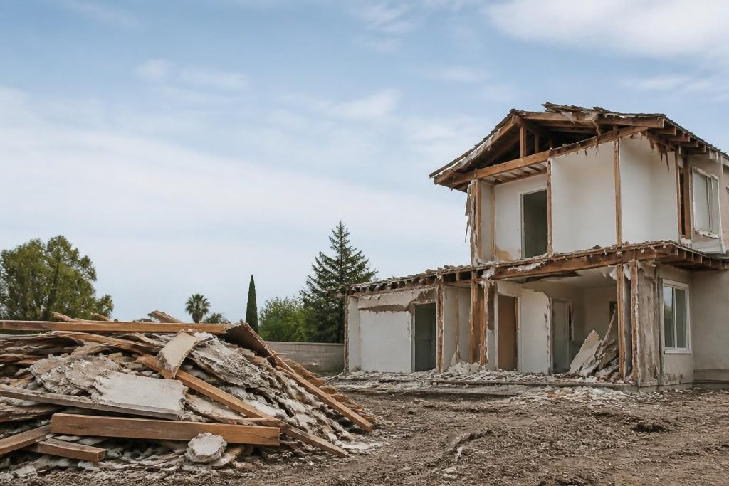 Wide view of a clean residential demolition site with cleared debris.